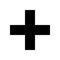 Monochrome vector graphic of a plus sign. This could be used in the teaching of maths at primary or secondary level