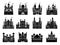 Monochrome vector illustrations set with different medieval old castles and towers