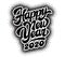 Monochrome vector template with stylish inscription New Year. Lettering