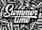 Monochrome vector template for summer time party with calligraphic lettering