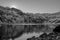 Monochrome view of Przedni Staw Polski Lake, Tatra Mountains