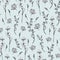 Monochrome wildflowers seamless pattern