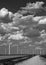 Monochrome wind turbine farm west texas lubbock