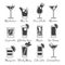 Monochromic drinks icons set