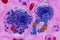 Monoclonal antibody treatment in Acute myeloid leukaemia (AML) - closeup view 3d illustration
