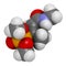 Monocrotophos organophosphate insecticide molecule. Also known to be persistent organic pollutant. 3D rendering. Atoms are.