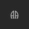 Monogram AA logo association of the two capital letters A and A, black and white thin line emblem mockup flat stylish design