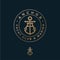 A monogram. Anchor logotype. Logo of yacht club, maritime emblem. Crossed letter A and anchor.