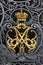 Monogram of Emperor Alexander III on the gates of the Winter Palace. Saint Petersburg