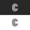 Monogram letter C logo CCC crest initials business card emblem, parallel lines shape