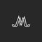 Monogram letter M capital logo, overlapping thin line initials MM emblem mockup
