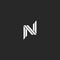 Monogram letter N logo minimal design. Creative black and white overlapping lines NN initials wedding card emblem