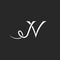 Monogram N letter logo, tattoo lettering design element, wedding invitation emblem