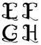 Monogram Uppercase Letter Design Set, E, F, G, H