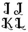 Monogram Uppercase Letter I, J, K, L