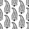 Monohcrome seamless pattern with Paisley motifs on white background