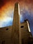 Monolith in the temple of Luxor and Ring Nebula (Elements of this image furnished by NASA)