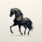 Monolithic Black Horse: Abstract Low Poly Graphic Design-inspired Illustration