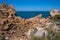 Monolithic blocks of pink granite in the Cotes d\\\'Armor in Brittany, France