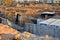 Monolithic concrete structure in the foundation pit during the construction of a new underground pedestrian crossing