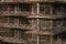 Monolithic construction of a multi-storey apartment building. Construction site. Construction in progress and concrete house frame