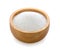 Monosodium glutamate in wooden bowl on white background