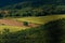 Monoszlo country side aerial view. Hungarian summer rural landscape