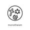 monotheism icon. Trendy modern flat linear vector monotheism icon on white background from thin line Religion collection