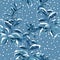 Monotone blue botanical palnts with snow winter mood seamless pattern , Design for fashion , fabric,wallpaper,web,wrapping and all