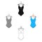 Monotone blue swimsuit for girls. Bathing clothes in the pool.Swimcuits single icon in cartoon,black style vector symbol