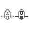 Monowheel with wide wheel front view line and solid icon, electric transport concept, unicycle vector sign on white