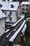 Monreal, Germany - 02 09 2021: narrow Elz bridge with snow