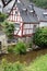 Monreal, Germany - 07 09 2020: tiny half-timbered house at the Elz