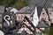 Monreal, Germany - 09 23 2020: Monreal village center with half-timbered old houses