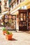 Monreale, Italy - September 18, 2017: Ceramics souvenir shop in the street of Monreale town, Sicily island, Italy