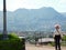 Monreale, Palermo, Sicily, Italy. May 10 2017 . A woman watching the landscape of Monreale