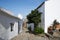 Monsaraz village street with white houses in Alentejo, Portugal