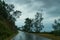 Monsoon on the hills, Himalayan mountains, Garhwal, Uttarakhand, India. Rainy image of the mountains of Himalayas. Climate change