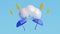 Monsoon season offer and sale banner. Umbrella,cloud and thunder.3D render illustration
