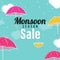 Monsoon Season Sale Concept with Colorful Umbrellas, on Cloudy S