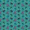 Monster alien pattern on blue background seamless pattern