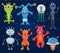 Monster alien vector cartoon monstrous character cute alienated creature or funny gremlin on halloween for kids