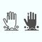 Monster arm line and solid icon. Hand appeared from potion of smoke and bubbles. Halloween vector design concept