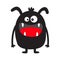 Monster black silhouette. Cute cartoon kawaii scary funny character. Baby collection. Crazy eyes, fang tooth tongue, hands. Happy