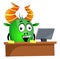 Monster browsing on computer, illustration, vector