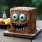 Monster Cake With Sauce On Wooden Table - Photorealistic Smilecore Design