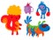 Monster character vector funny design element humour emoticon fantasy monsters unique expression crazy animals sticker