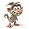 Monster, chupacabra 3D, fantastic creature, funny cute cartoon 3d illustration on white background, creative avatar,