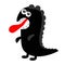 Monster dino black silhouette. Happy Halloween. Cute kawaii cartoon scary funny character icon. Eyes, tongue, teeth. Funny baby