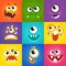 Monster expressions. Funny cartoon faces vector